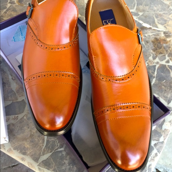NWT Mens formal slip on leather lining cognac tan dress shoes - Picture 3 of 10